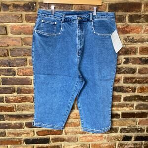 NWT QVC Denim & Co Medium Wash Blue Denim Capri Jeans Women's Size 22W